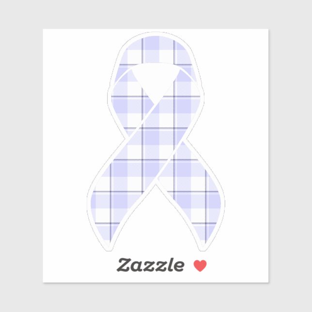 Adesivo Stomach Cancer Awareness Plaid Periwinkle Ribbon (Folha)