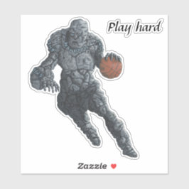 Adesivo Stone Golem Jogando Basquete Fantasy Sticker
