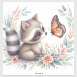 Adesivo Storybook Woodland Babcoon Raccoon E Borboleta