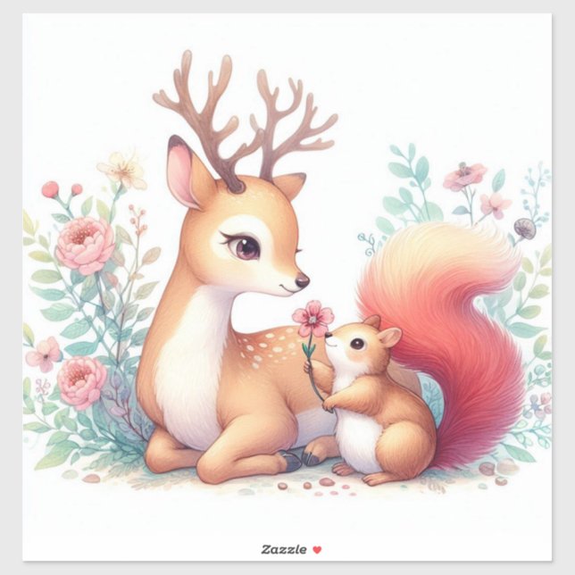 Adesivo Storybook Woodland Babers Deer E Chipmunk (Folha)