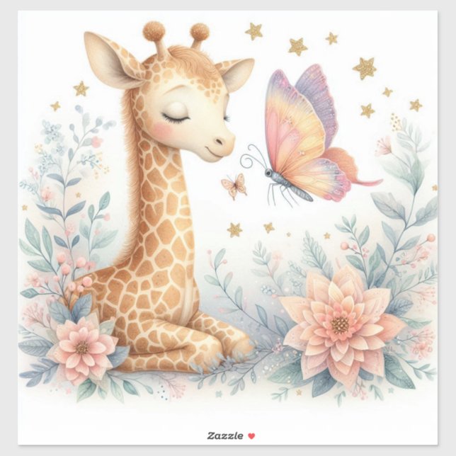 Adesivo Storybook Woodland Babings Giraffe Borboleta (Folha)