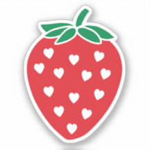 Strawberry Hearts Vinyl Cut Sticker