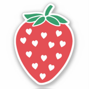 Adesivo Strawberry Hearts Vinyl Cut Sticker