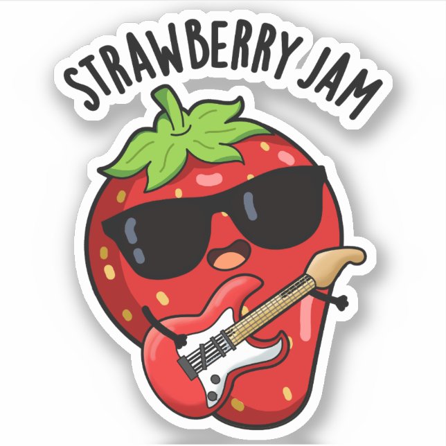 Adesivo Strawberry Jam Funny Fruta Pun (Frente)