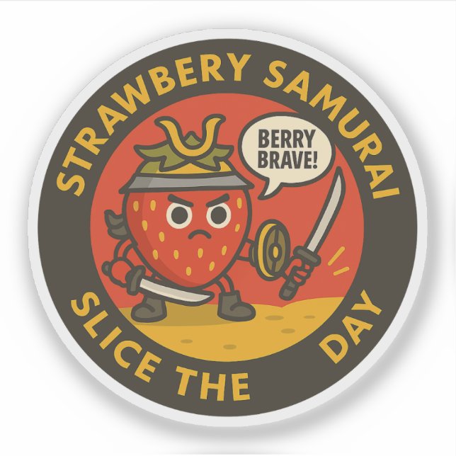 Adesivo Strawberry Samurai Slice The Day  (Frente)
