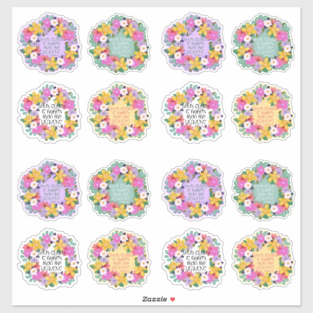 Adesivo Sua Glória É Mais alto Salmo Verso Aquarela Floral (Folha)