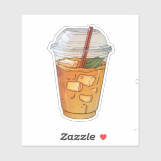 Adesivo suco com gelo em copo de plástico