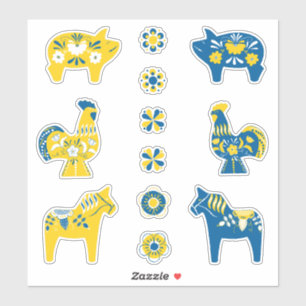 Adesivo Suecos Dala Farm Animal L Azul e Amarelo