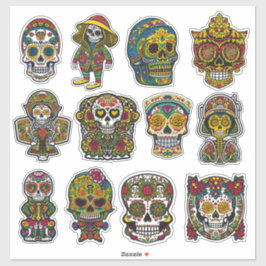 Adesivo Sugar Skull Art 12 Piece Folk Art Pack