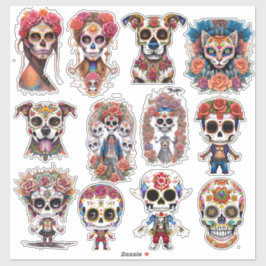 Adesivo Sugar Skull Art 12 Piece Watercolor Pack