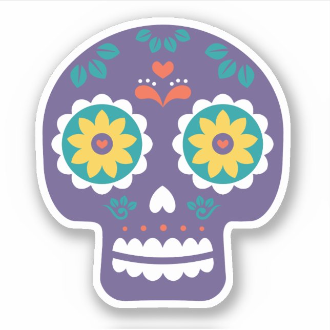 Adesivo Sugar Skull Día de Los Muertos Sticker (Frente)