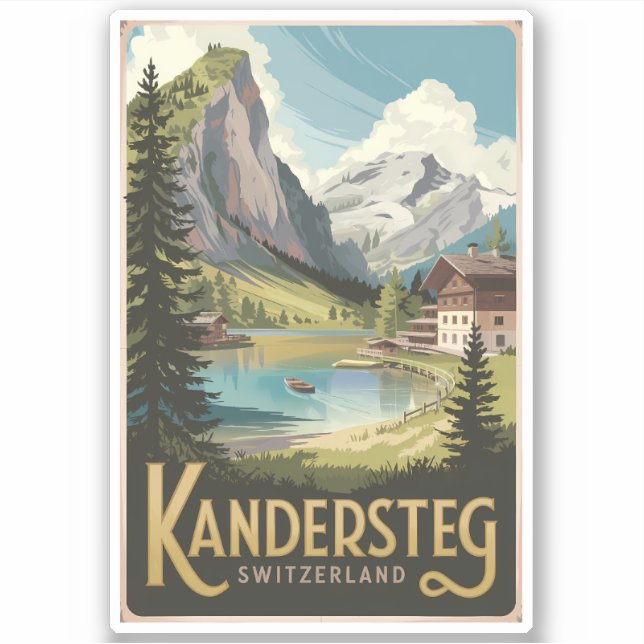 Adesivo Suiça de Ilustração de Viagem de Ilustração Kander (Frente)