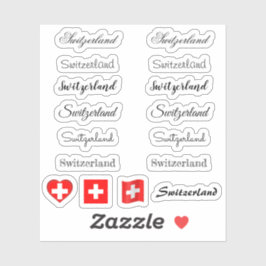 Adesivo Suiça de script Elegante & Sinalizador suíço /conj
