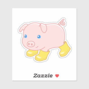 Adesivo Suíno-branco em botas amarelas de borracha V2