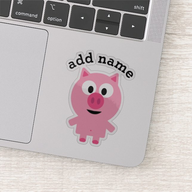 Adesivo Suíno de Fazenda de Cartoon de Cubo com Nome Perso (Detalhe)