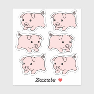Adesivo Suíno de Leitão Corante em Cuta, Conjunto de 6