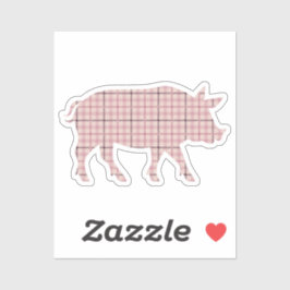 Adesivo Suíno de Xadrez rosa