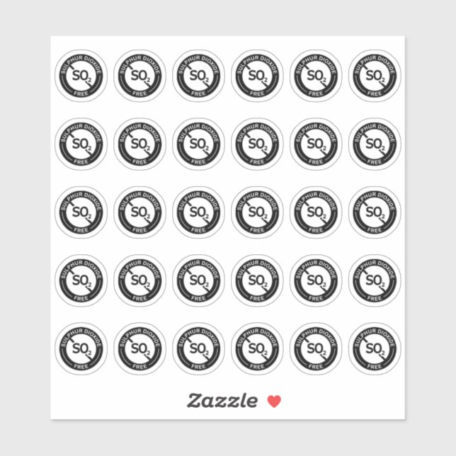 Adesivo Sulphur Dioxide Free Mini Food Allergy Food Safety (Folha)