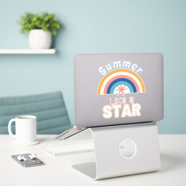 Adesivo Summer Like A Star Boho Rainbow Sticker (Laptop na mesa)
