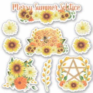Adesivo Summer Solstice Sunflower Honey Bee Pagan Kids
