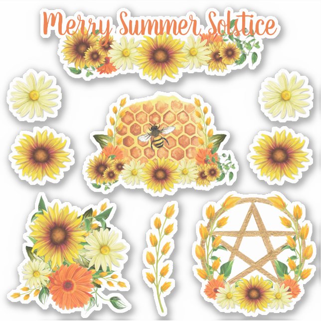 Adesivo Summer Solstice Sunflower Honey Bee Pagan Kids (Frente)