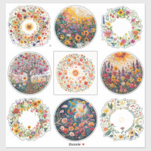 Adesivo Sunburst e Floral Patterno Litha