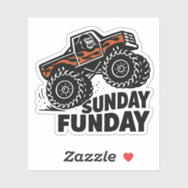 Adesivo Sunday Funday Gorilla Monster Truck Funny Sticker