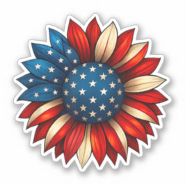 Adesivo Sunflower American Flag 4 de julho Merica EUA