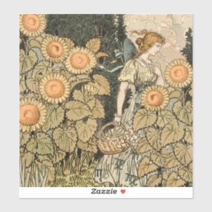 Adesivo Sunflower Art Nouveau Garden Grasset Woman