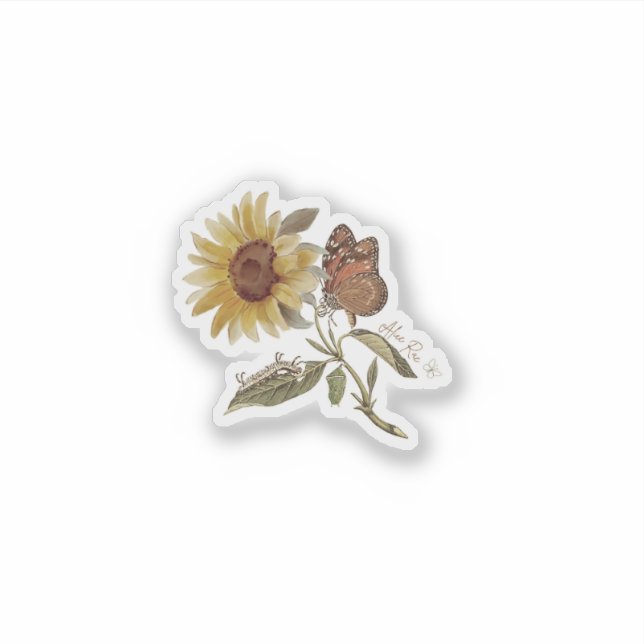 Adesivo Sunflower Butterfly Sticker, Grounded Roots Decal (Frente)