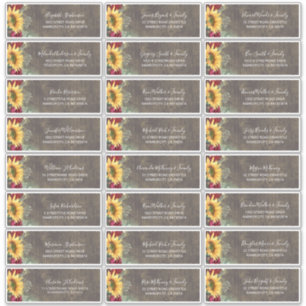 Adesivo Sunflower Rustic Fall Guest Names Endereço Etique