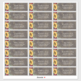 Adesivo Sunflower Rustic Fall Guest Names Endereço Etiquet