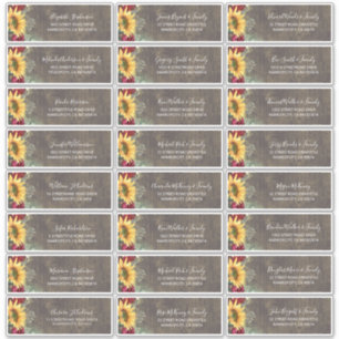 Adesivo Sunflower Rustic Fall Guest Names Endereço Etiquet
