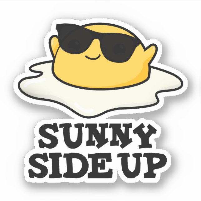 Adesivo Sunny Side Up Engraçado Fritado Ovo Pun (Frente)