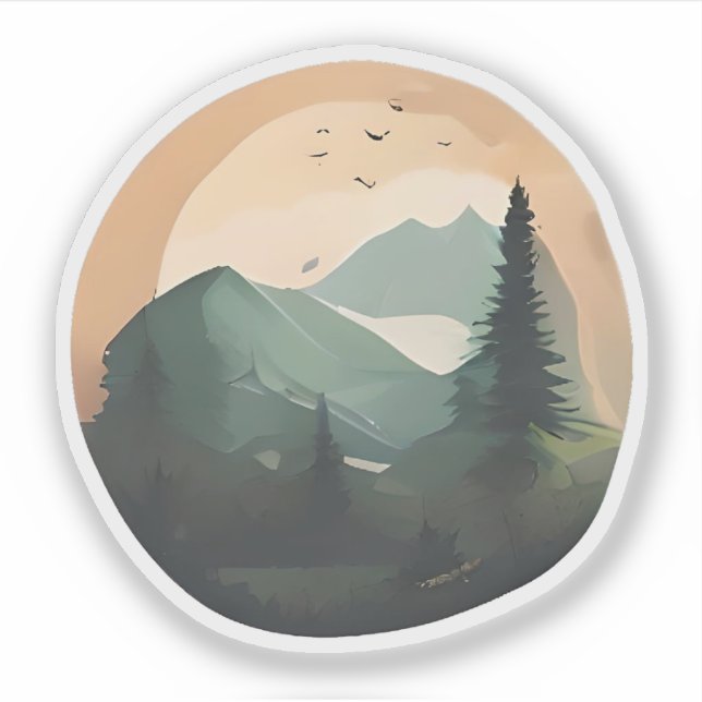 Adesivo Sunrise Sobre Picos: Uma Cena Tranquila De Montanh (Frente)