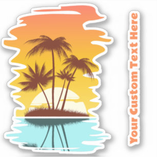 Adesivo Sunset da Ilha Tropical de Texto Personalizado