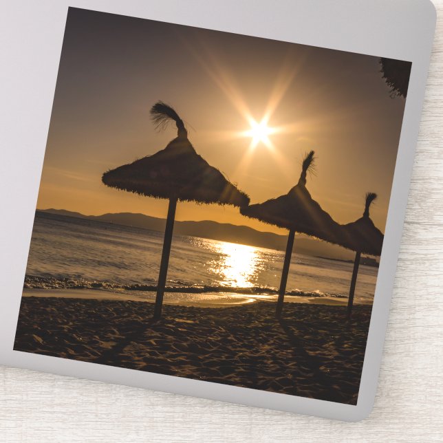 Adesivo Sunset na praia, Maiorca, Espanha (Detalhe)
