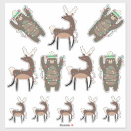Adesivo Super bonitinho Bears e Reindeer Christmas