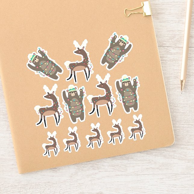 Adesivo Super bonitinho Bears e Reindeer Christmas (Notebook)