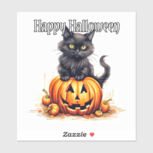Adesivo Super Fofinho Gatinho Preto Feliz Halloween