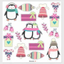 Super fofo conjunto de Natal misto com pinguins
