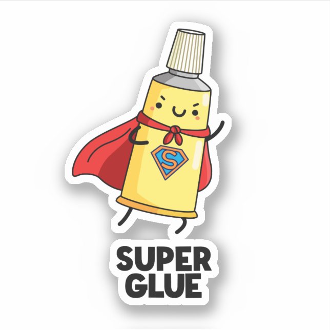 Adesivo Super Glue Funny Super Hero Pun (Frente)