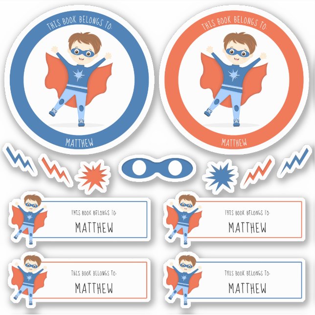 Adesivo Super-herói Este Livro Pertence (Frente)