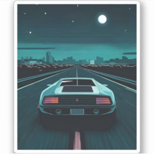 Adesivo Supercarro Furista Vaporwave de Pixel LoFi 80s