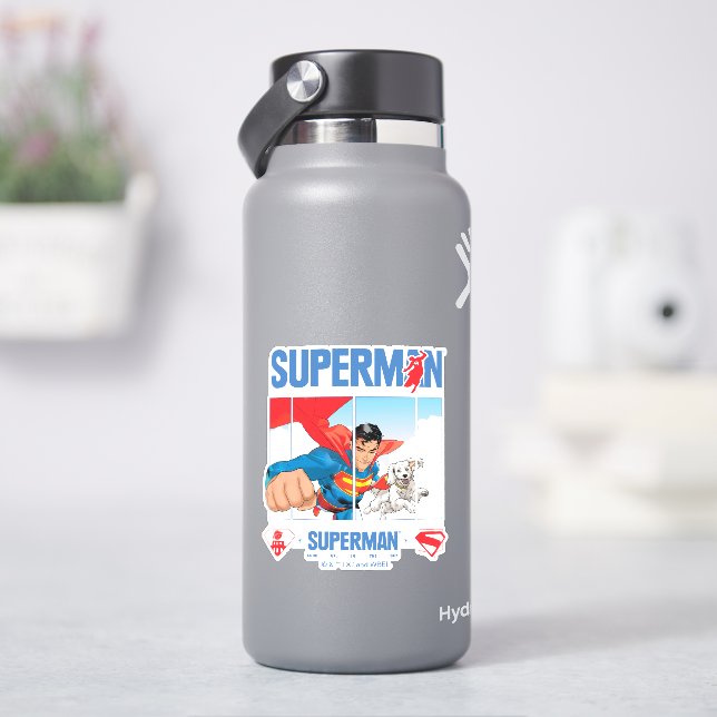 Adesivo Superman e Krypto Tomar Voo (HidroFlask)