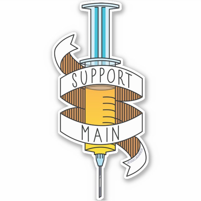 Adesivo Suporte para jogadores Seringa de desenho amarelo  (Frente)