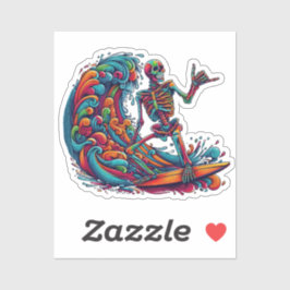 Adesivo Surfista Colorida do Esqueleto
