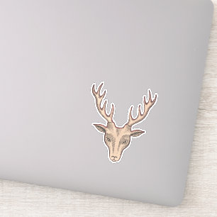 Adesivo Surreal Brown Deeer Head Black Ejeted Face Antlers