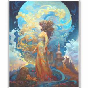 Adesivo Surreal Deusa Rainha Fantasia Art