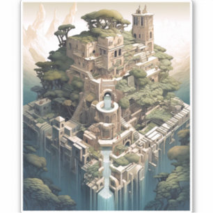 Adesivo Surreal Geométrico Paisagem Fantasia Art